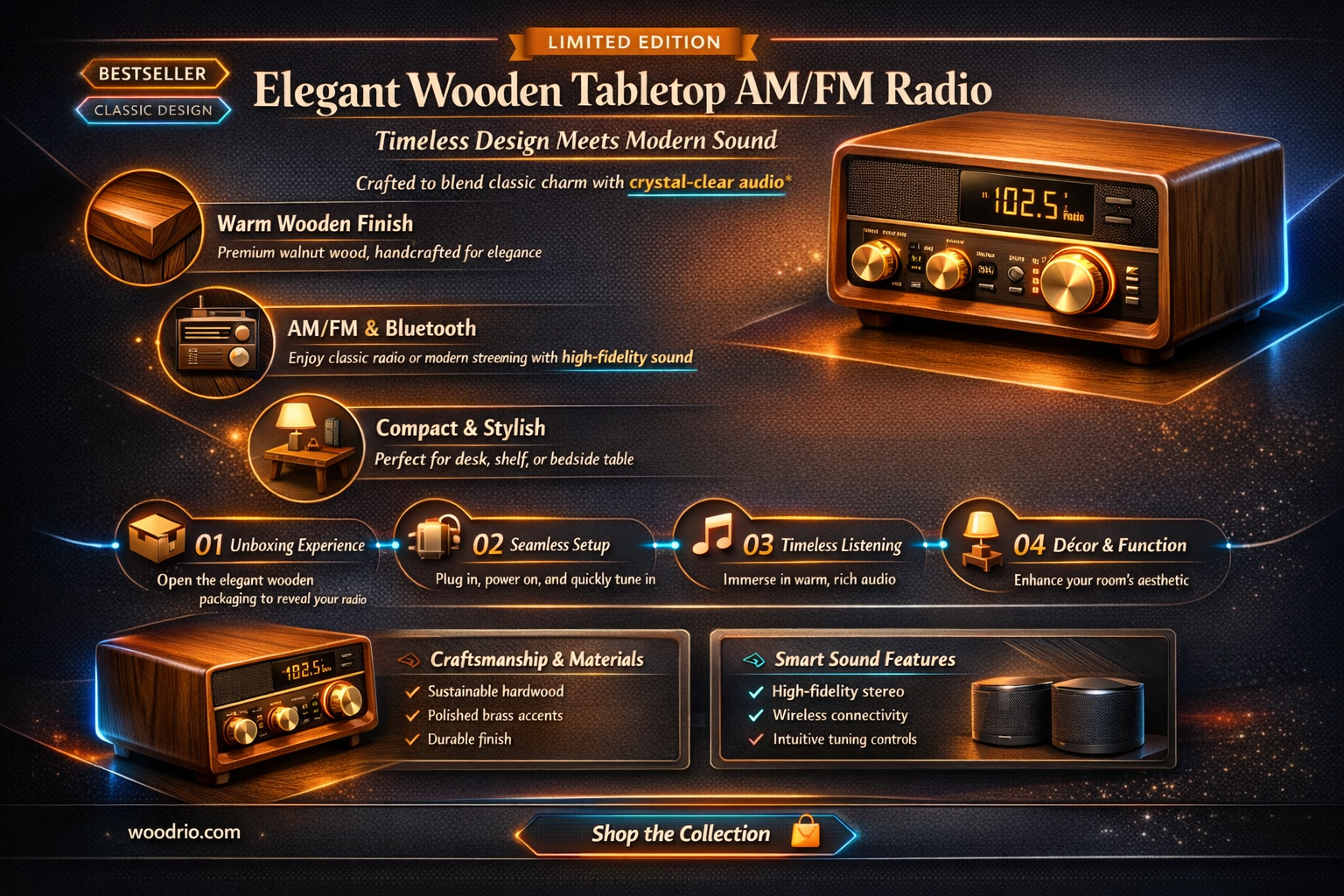 am fm table top wooden r