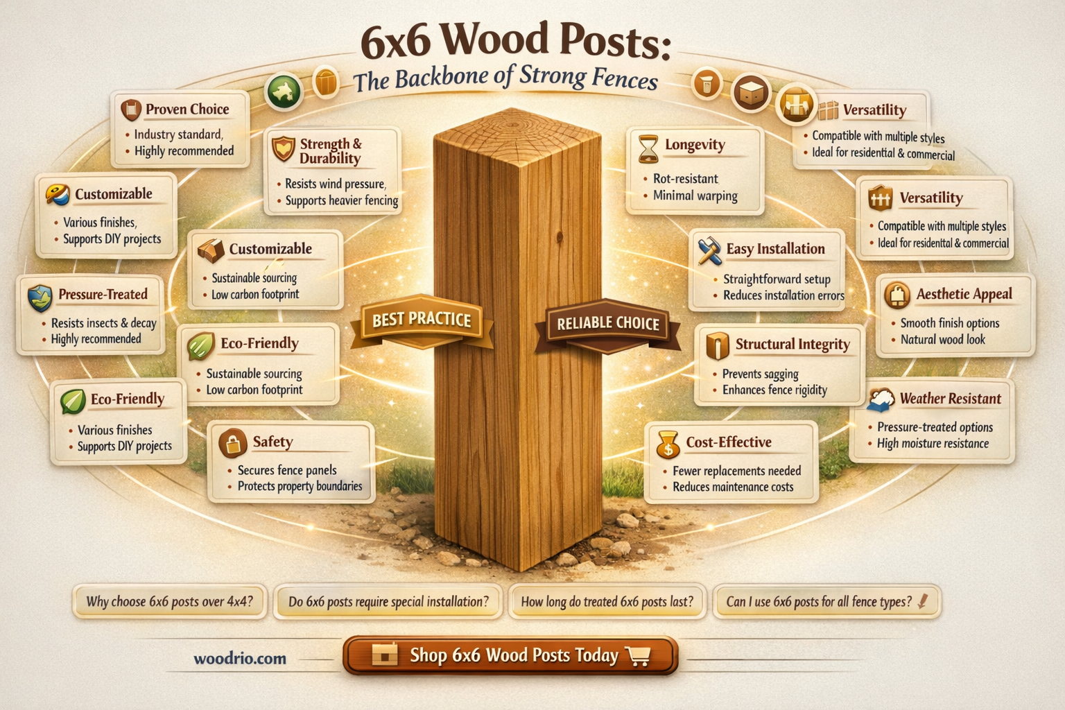 are 6x6 wood post good for fence corners